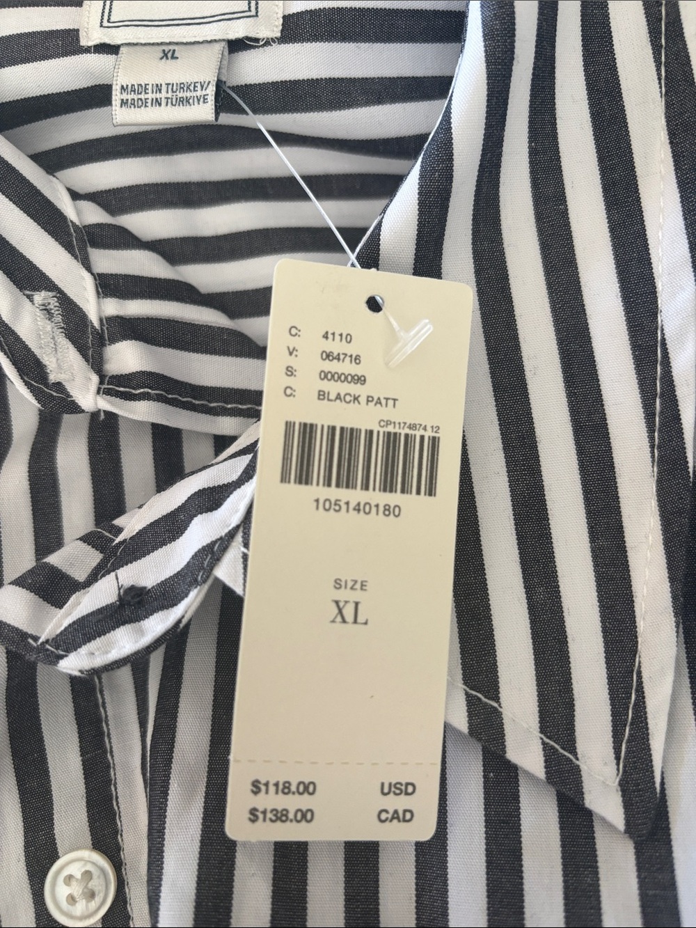 Maeve Black and White Vertical Stripe Button-Up Blouse - Picture 5 of 5